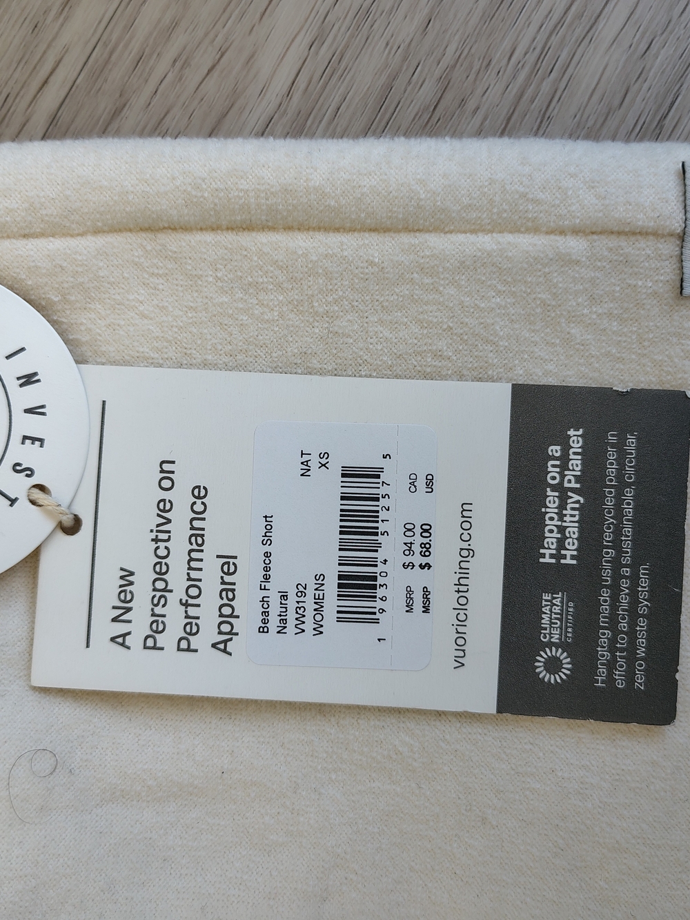 Vuori Cream Terry Drawstring Shorts - Picture 2 of 4